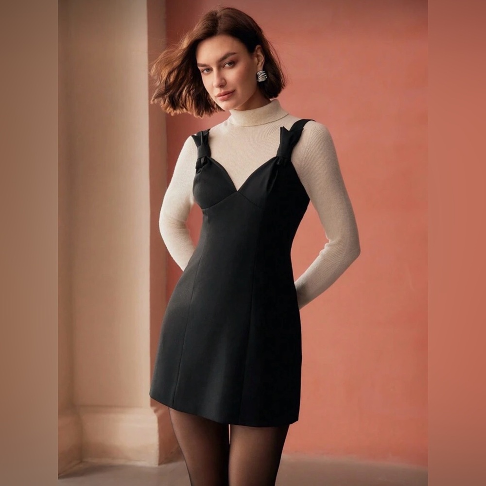MOTF Premium Bow Detail Sleeveless Zipper Back Tank Dress
